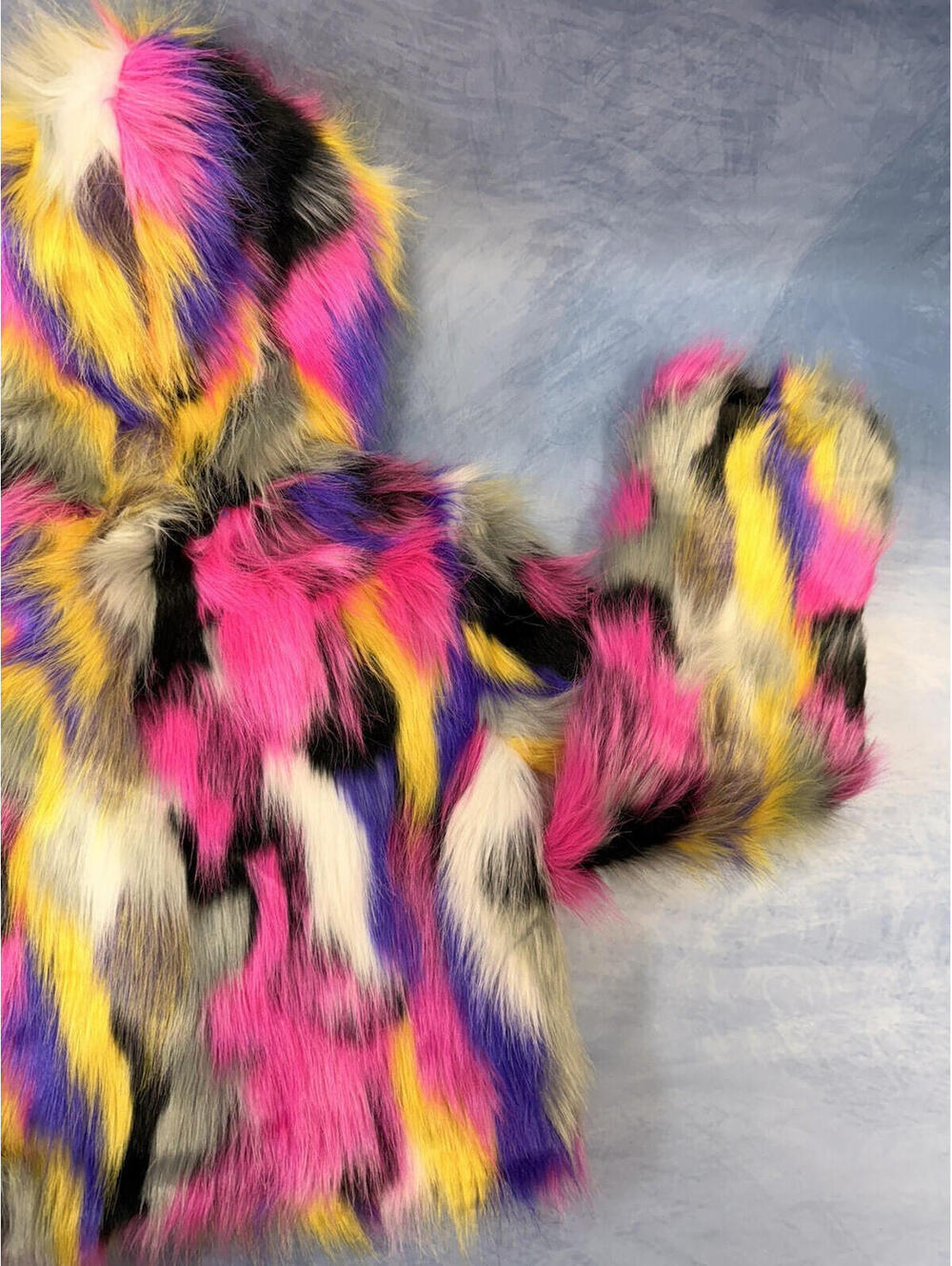 Rockstar Original Women Faux Fur Multicolor Hooded Crop Jacket NWT Size M - Picture 14 of 16
